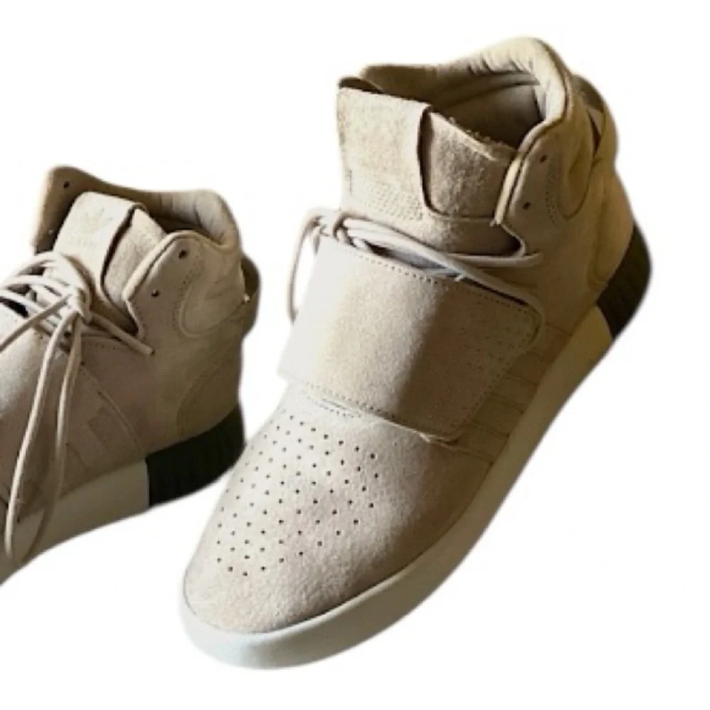 ADIDAS TUBULAR INVADER STRAP SNEAKER Neutral Color High Top Size 8  Like New - Picture 5 of 13